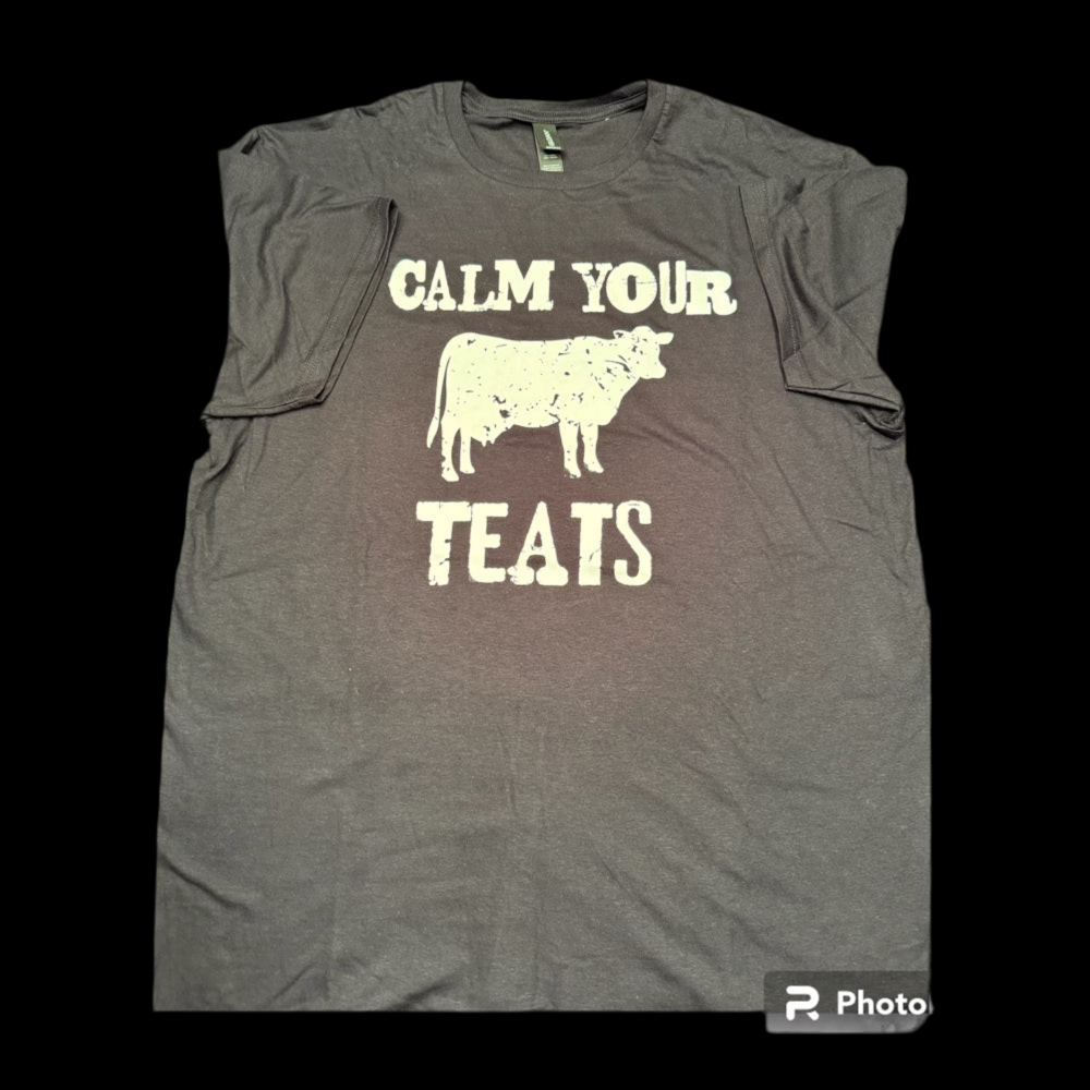 Short Sleeve Solid t-shirt T039 - Calm Your Teats - Large