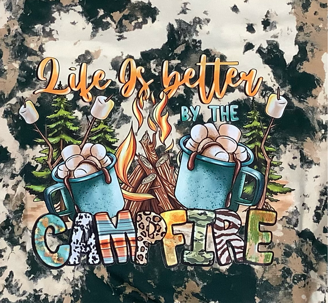 Reverse Dye Short Sleeve T-Shirt - Life is Better By the Campfire