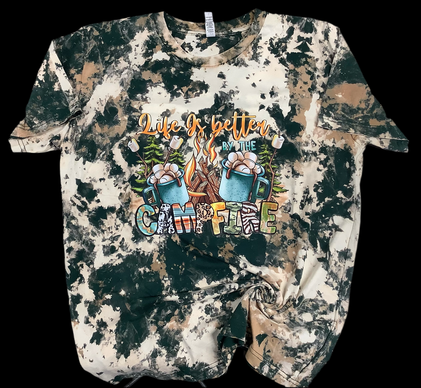 Reverse Dye Short Sleeve T-Shirt - Life is Better By the Campfire