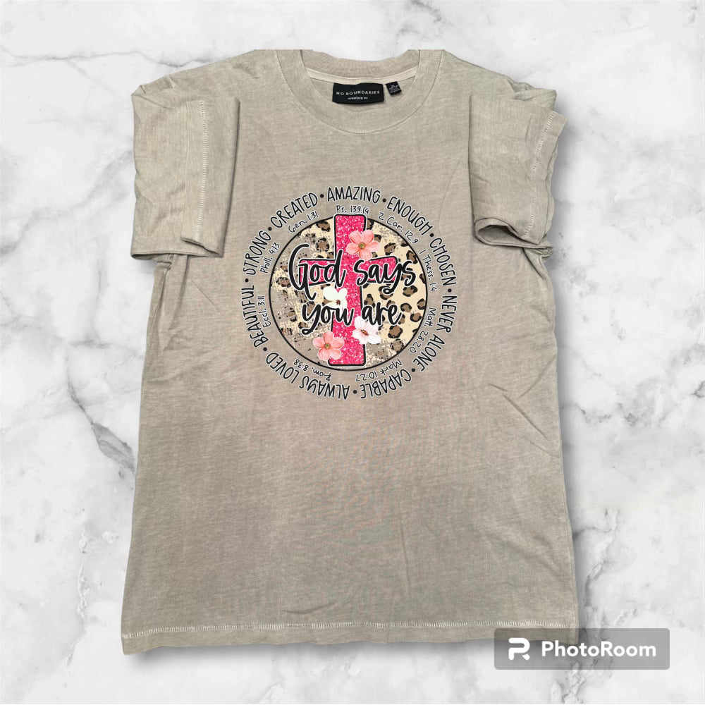 Short Sleeve "God Says You Are" T-shirt - Oversized XS
