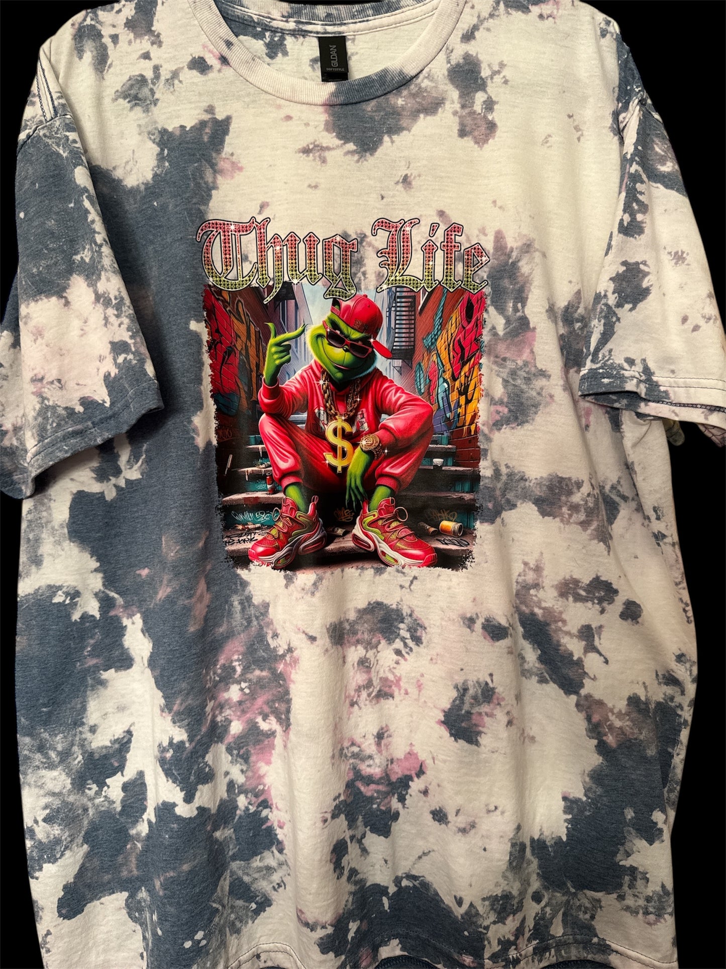 Holiday Ice Dye Short Sleeve T-shirt - Green Guy Thug Life - XL