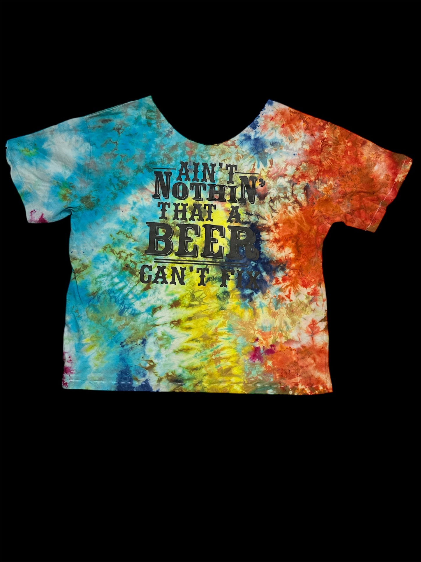 Ice Dye Short Sleeve T-Shirt-Beer - Oversized XL