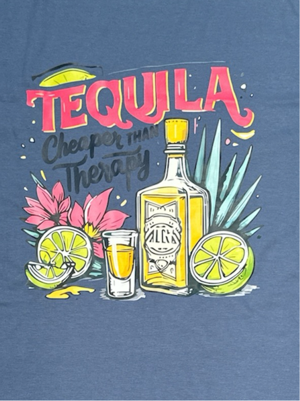 Short Sleeve Solid t-shirt T036 -  Tequila Cheaper Than Therapy - XL