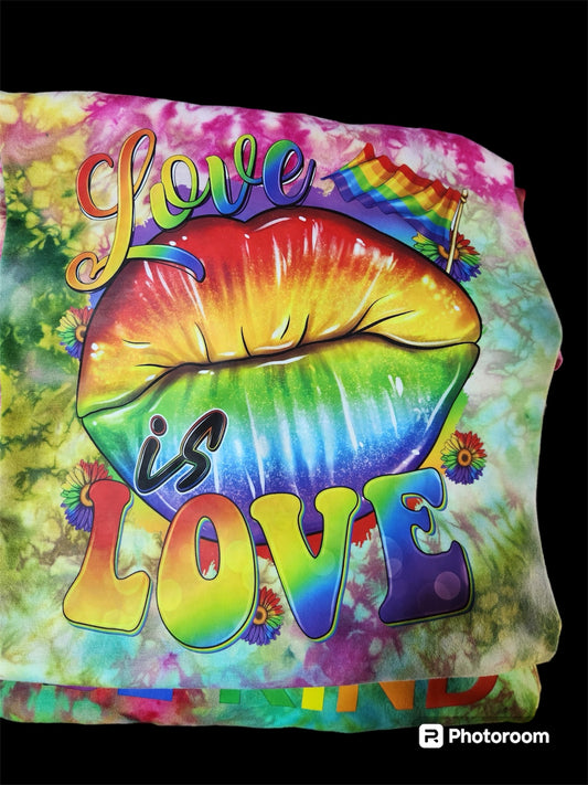 Ice Dye Short Sleeve T-shirt - Love Is Love - Large