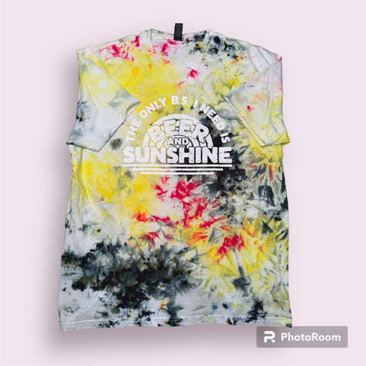 Short Sleeve Ice Dye "The Only B.S. I need is Beer and Sunshine"