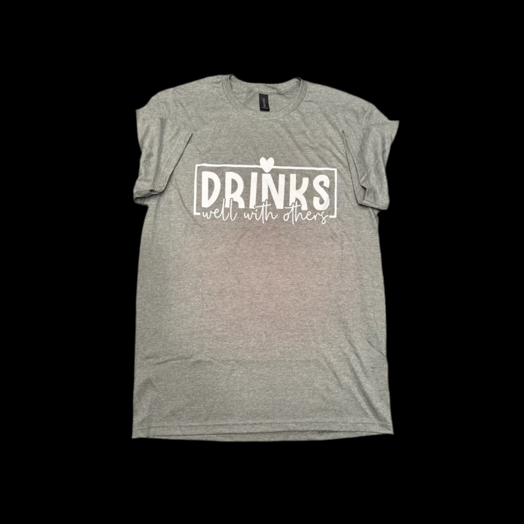 Short Sleeve Solid t-shirt T009 - Drinks Well With Others - Medium