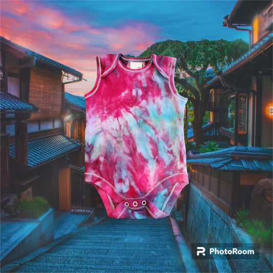 Ice Dye Sleeveless Onesie “Hawaiian Water Falls” #B05