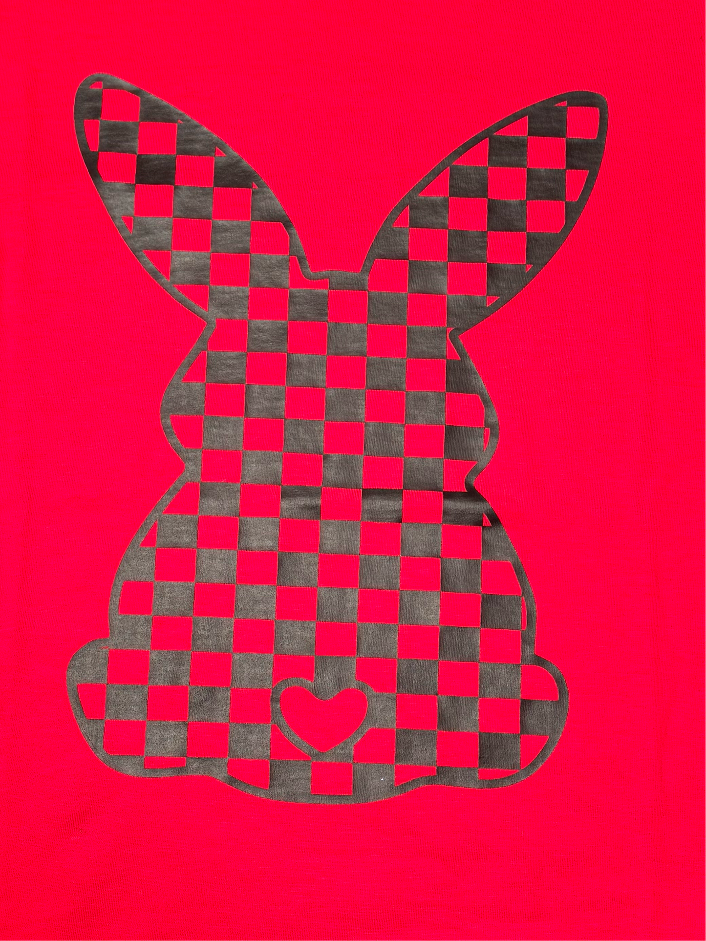 Short Sleeve solid T-shirt T004 Checkered Bunny - Small