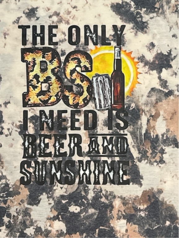 Reverse Dye Short Sleeve T-Shirt - Beer and Sunshine - Large