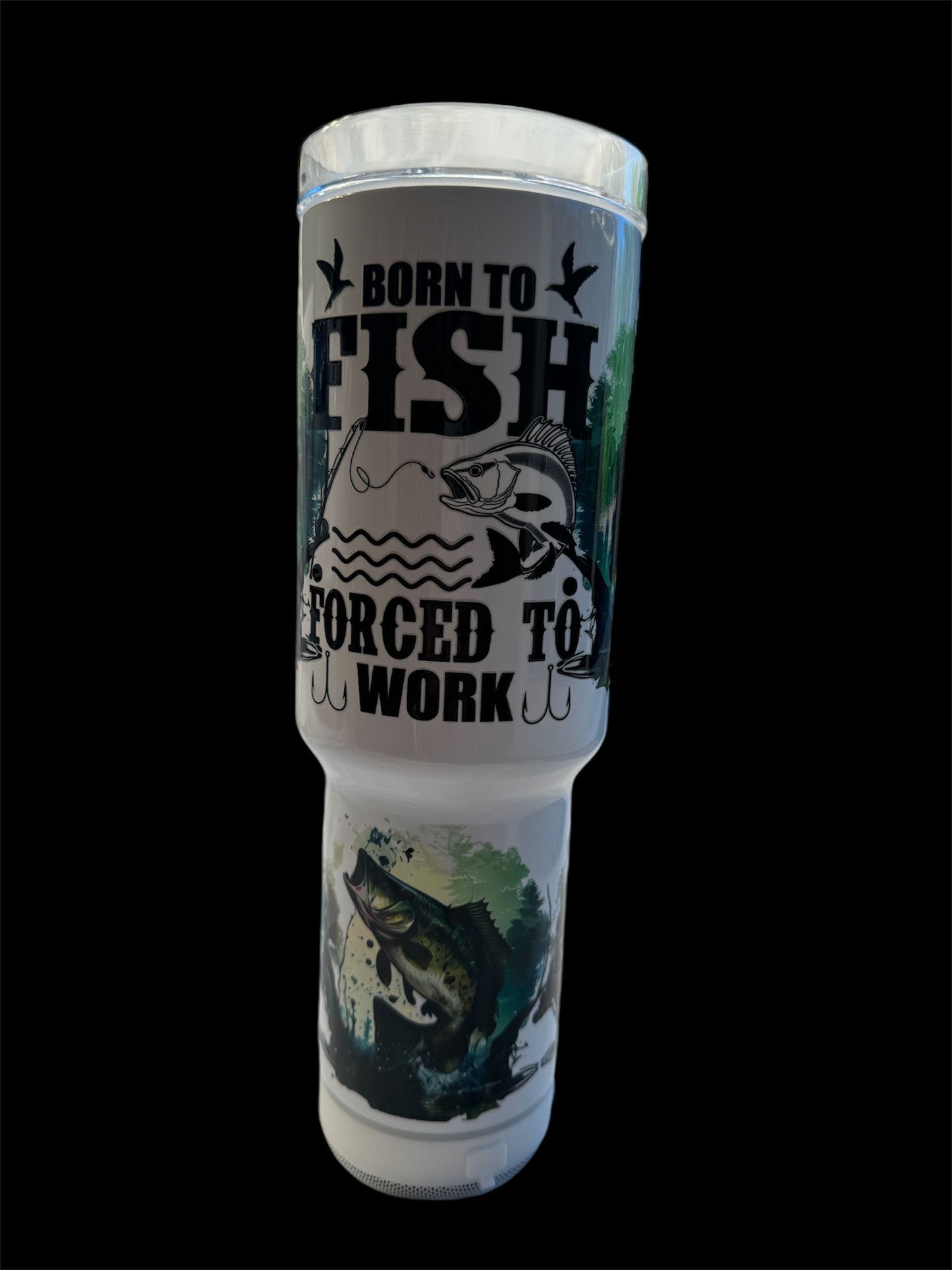 40oz "Born to Fish Forced to Work” Bluetooth Speaker Tumbler