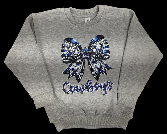 Youth Crewneck Sweatshirt - Cowboy Bow - 3T