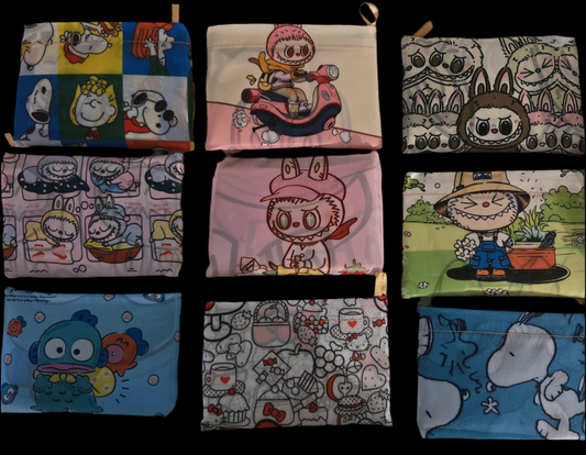 Large Labubu inspired foldable reusable bags