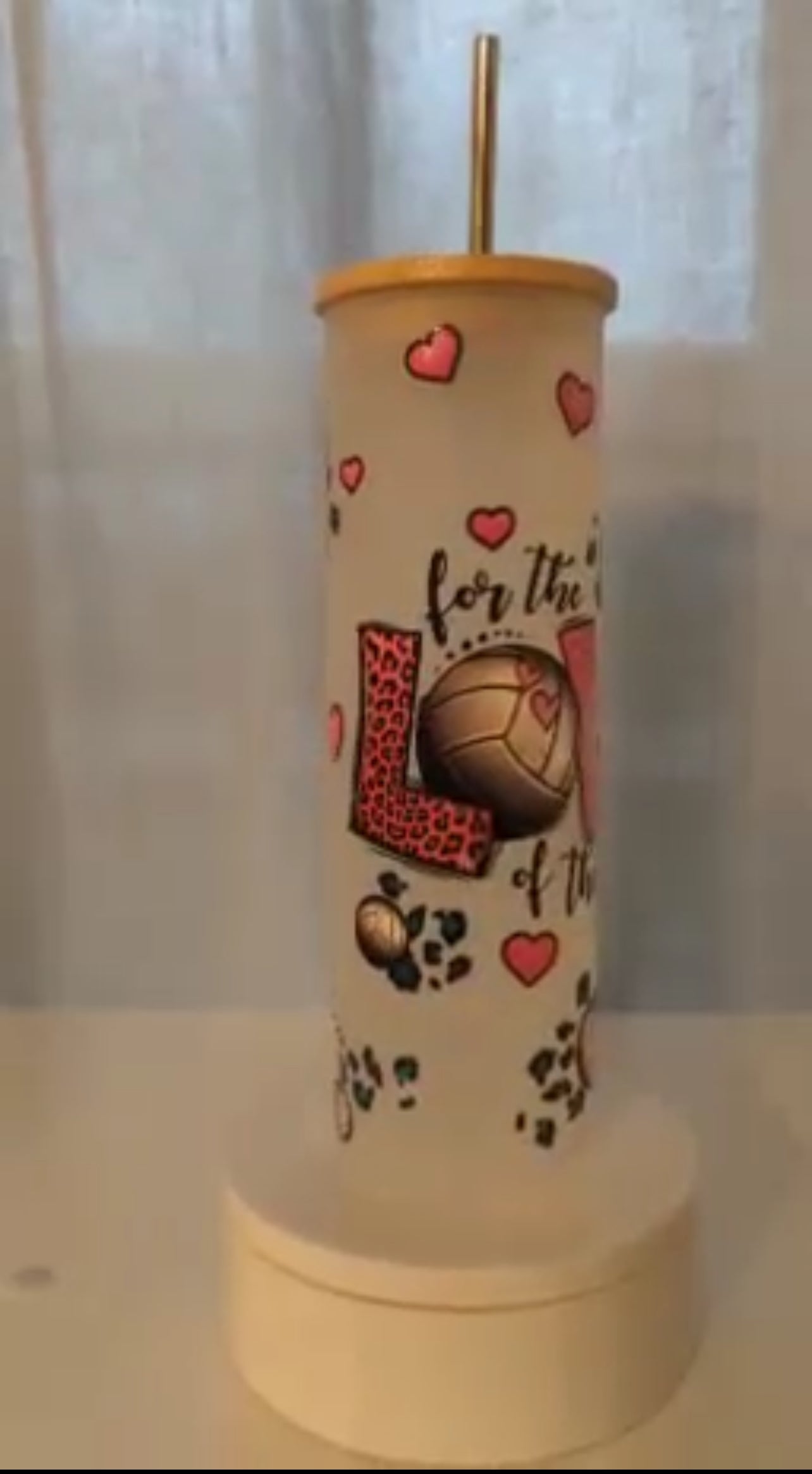 20oz Frosted Glass Tumbler-Volleyball