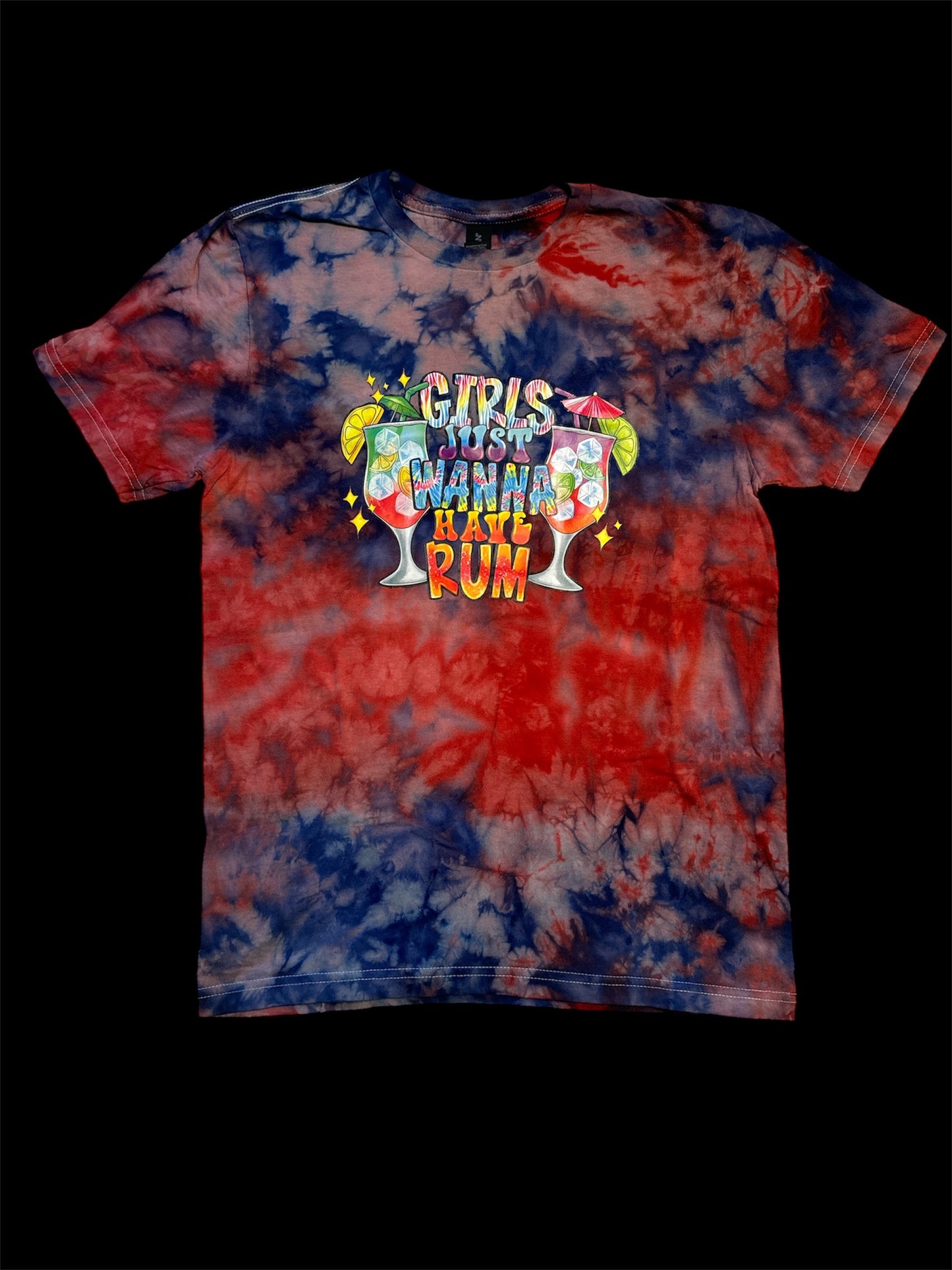 Ice Dye Short Sleeve T-Shirt-Girls Wanna Have Rum - Small