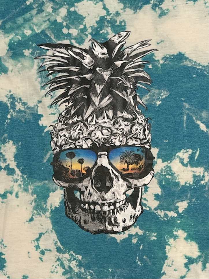 Reverse Dye Short Sleeve T-Shirt - Pinapple with Sunglasses - Small