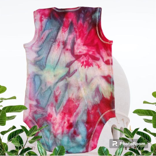 Ice Dye Sleeveless Onesie “Hawaiian Water Falls” #B05