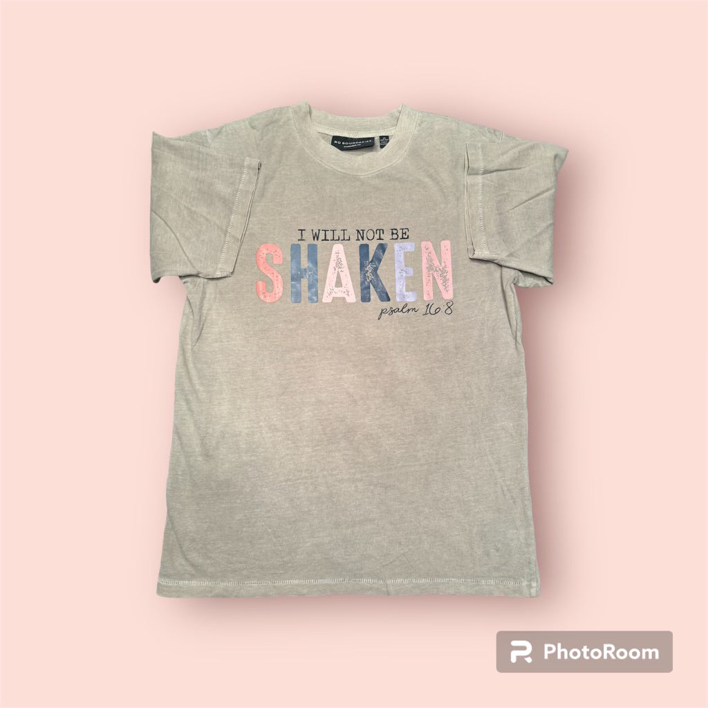 Short Sleeve "I Will Not Be Shaken" T-shirt - Oversized XS