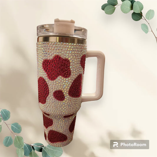 40oz  Rhinestone Cow Tumbler