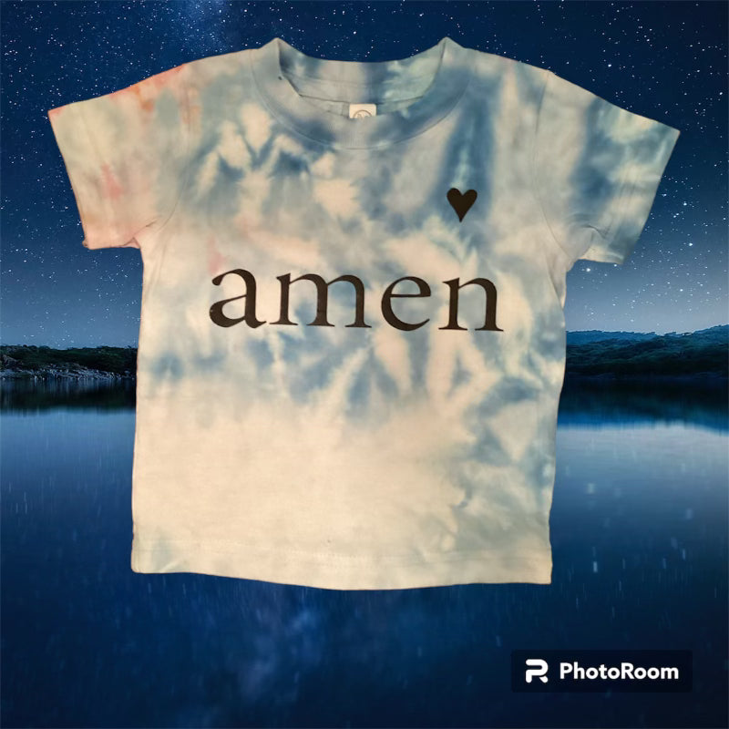 “Amen” Short Sleeve Ice Dye t-shirt 12M