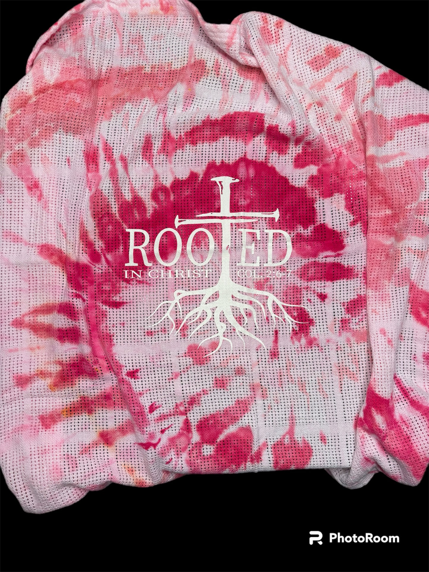 Ice Dye Baby Blanket "Rooted In Christ"