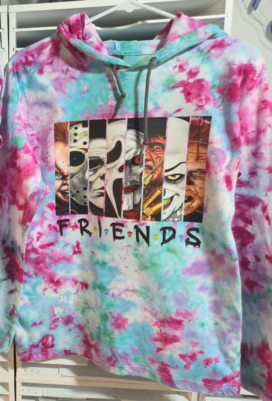 Ice Dye Long Sleeve Hooded Shirt - Friends