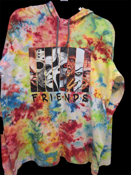 Ice Dye Long Sleeve Hooded Shirt - Friends