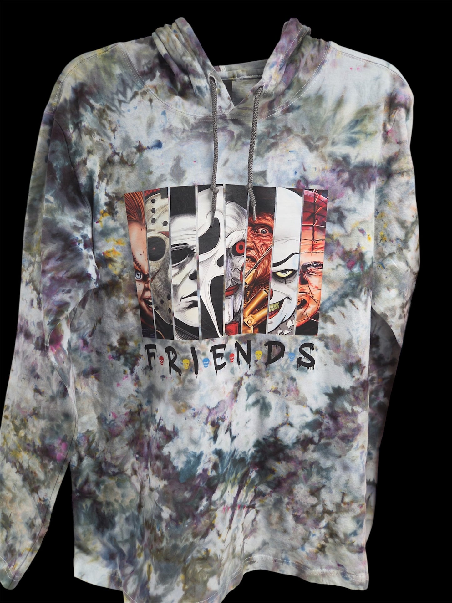 Ice Dye Long Sleeve Hooded Shirt - Friends