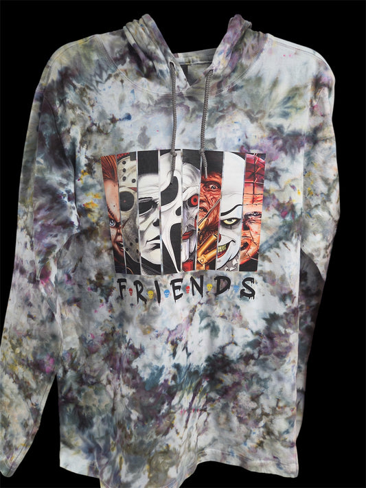Ice Dye Long Sleeve Hooded Shirt - Friends