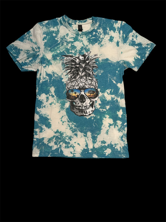 Reverse Dye Short Sleeve T-Shirt - Pinapple with Sunglasses - Small