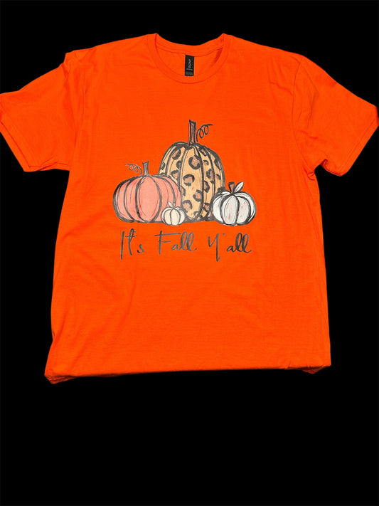 Short Sleeve Solid t shirt T018 -It’s Fall Y’all - Large