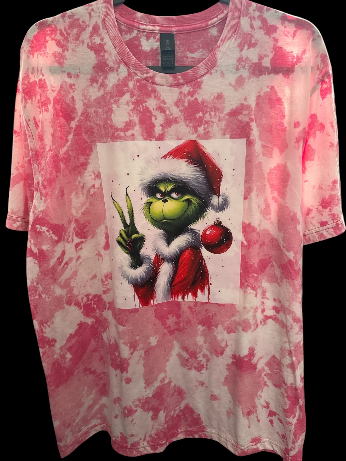 Holiday Ice Dye Short Sleeve T-shirt - Green Guy w/Peace Sign - Large