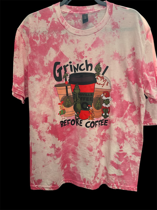 Holiday Ice Dye Short Sleeve T-shirt - Green Guy Before Coffee - Large