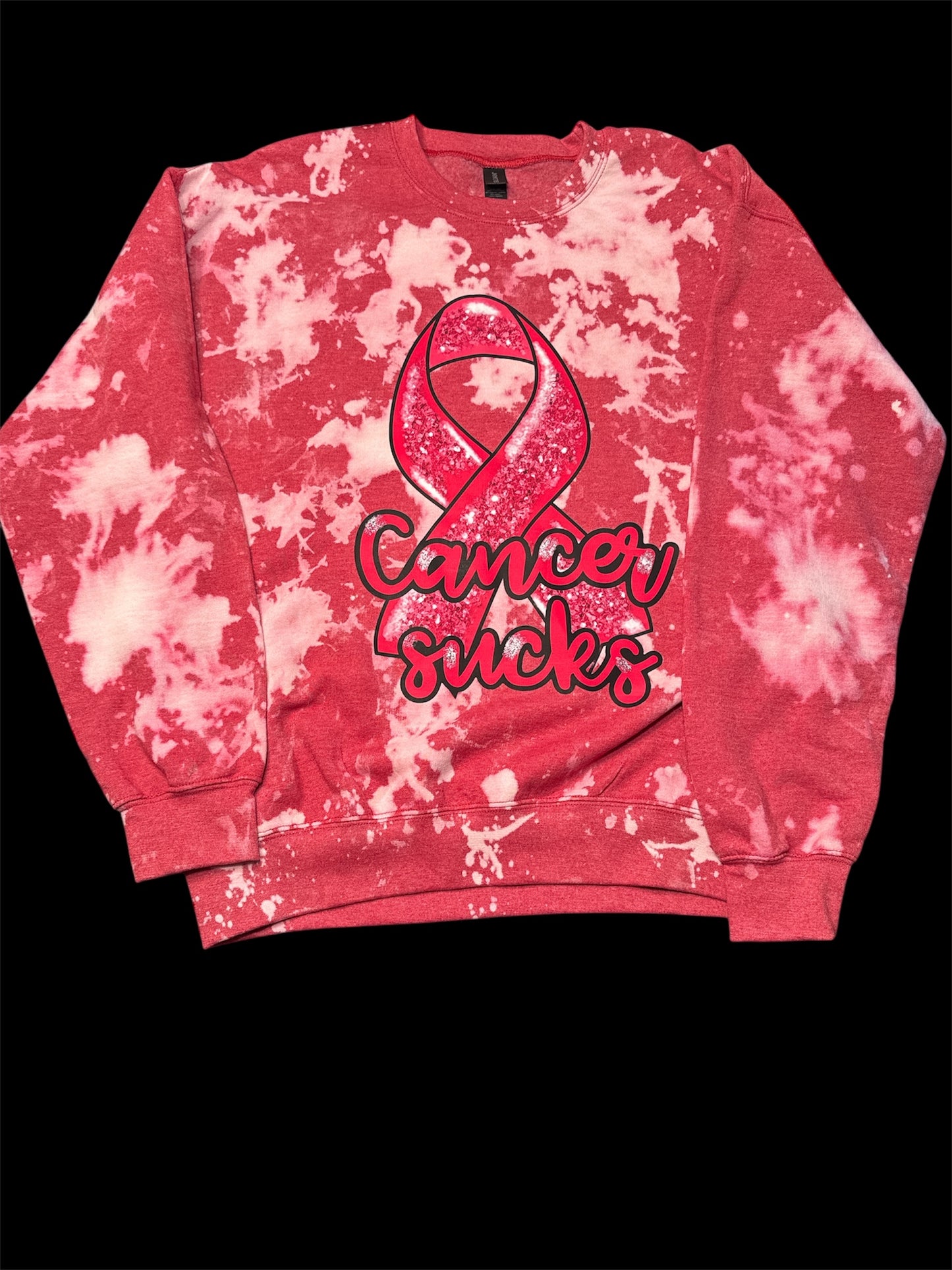 Reverse Dye Crewneck Sweatshirt - Cancer Sucks - Large