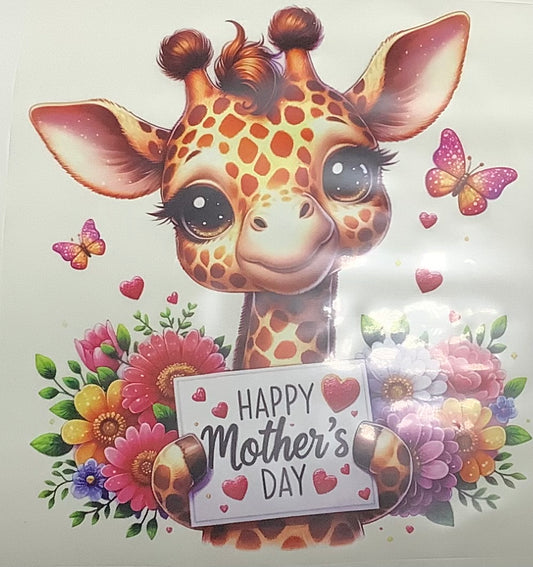 Colored Screen Print: Baby Giraffe Happy Mother’s Day