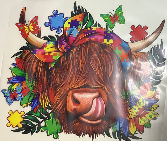 Colored Screen Print: Autism Awareness's Cow