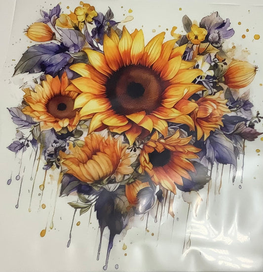 Colored Screen Print: Yellow Sun Flowers